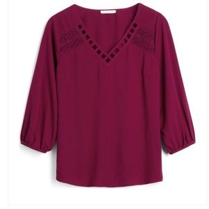 Skies are Blue - Burgundy Blouse Crochet Detail